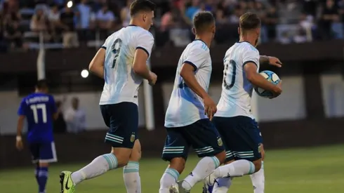 El festejo de los jugadores argentinos.