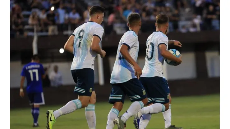 El festejo de los jugadores argentinos.
