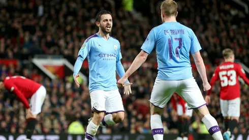 El festejo de los jugadores de Manchester City.