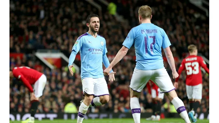 El festejo de los jugadores de Manchester City.
