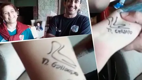 Fueron al hotel de River, Gallardo les firmó el brazo y se lo van a tatuar