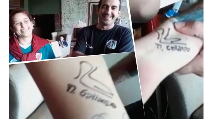 Fueron al hotel de River, Gallardo les firmó el brazo y se lo van a tatuar