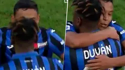 El abrazo de Luis Fernando Muriel a Duván Zapata en su regreso a la canchas.