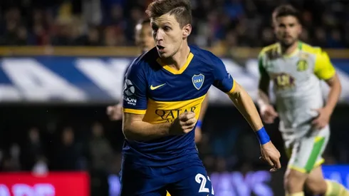 Franco Soldano defendiendo la camiseta de Boca.