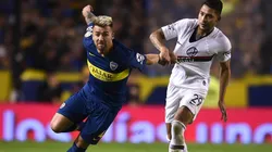 Julio Buffarini durante un partido de Boca.