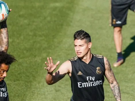 Video: euforia por los goles de James Rodríguez en la práctica del Madrid