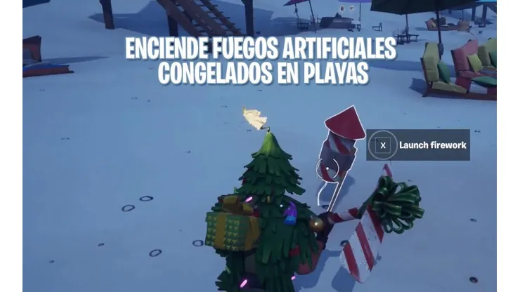 Como encender los Fuegos Artificiales Congelados en las playas de Fortnite