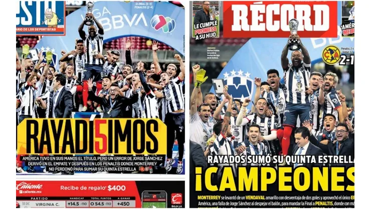 Portada de periódicos con Monterrey campeón