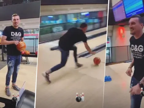 Es bueno en todo: Armani la rompió jugando al bowling