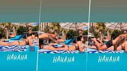 Video picante: Zárate vio a su mujer en bikini, de espalda y se le tiró encima