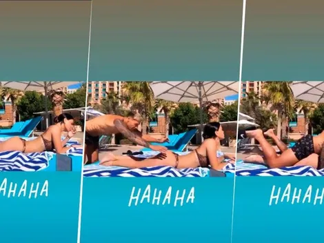 Video picante: Zárate vio a su mujer en bikini, de espalda y se le tiró encima