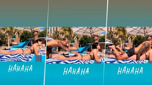 Video picante: Zárate vio a su mujer en bikini, de espalda y se le tiró encima