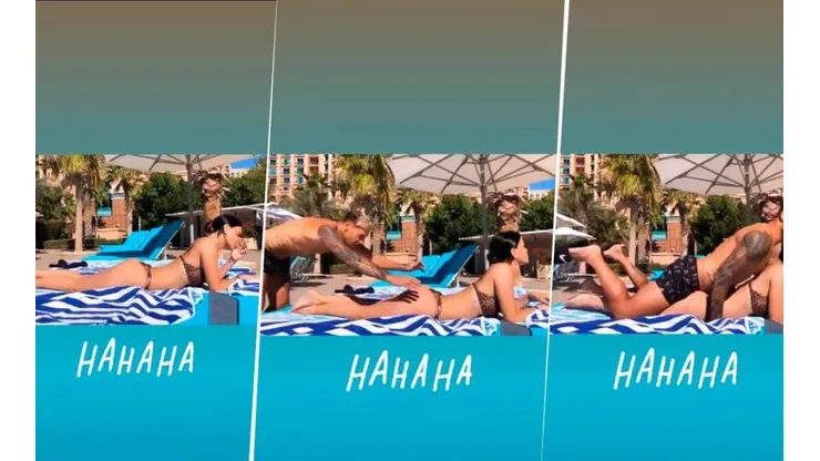 Video picante: Zárate vio a su mujer en bikini, de espalda y se le tiró encima
