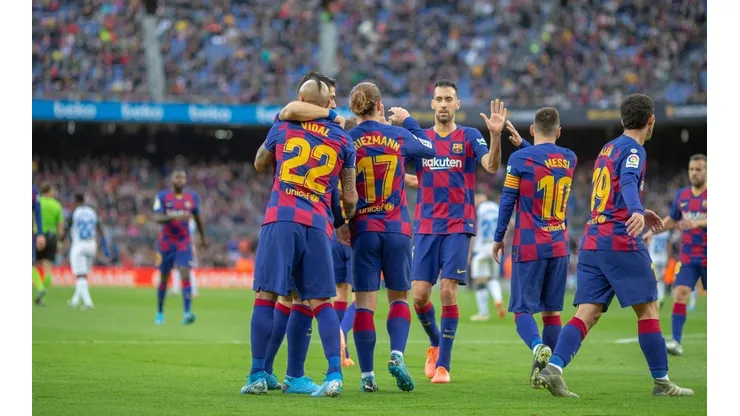 Foto de Antoine Griezmann y los jugadores de Barcelona.