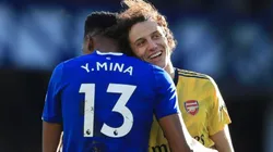 Yerry Mina y David Luiz juntos en el partido entre Everton y Arsenal.
