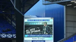 Así presentó el Everon a Carlo Ancelotti como nuevo DT en su estadio, el Goodison Park.