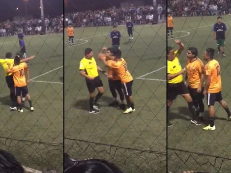 No para: Cueva fue captado empujando a un árbitro en una pichanga de barrio
