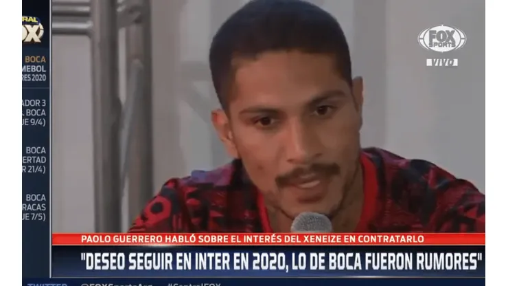 Guerrero le bajó el pulgar a Boca: "Deseo seguir en el Inter en 2020"