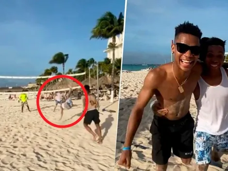 La chilena de Fabra jugando al voleiból con Barrios en Aruba