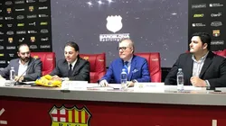 Las autoridades de Barcelona SC en conferencia de prensa.