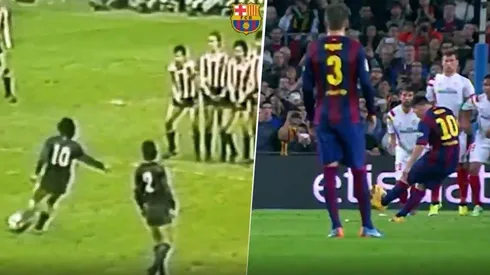 Idénticos: el Barcelona subió un video comparando jugadas de Maradona y Messi