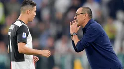 Cristiano Ronaldo junto a Maurizio Sarri.
