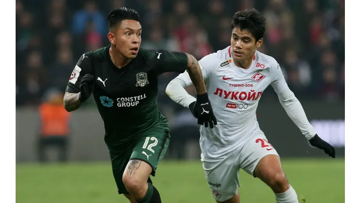 Cristian Ramírez con la camiseta de Krasnodar.