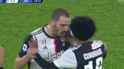 El conato de bronca entre Juan Cuadrado y Leonardo Bonucci.