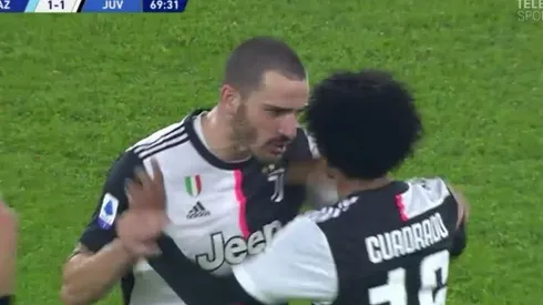 El conato de bronca entre Juan Cuadrado y Leonardo Bonucci.