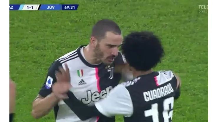 El conato de bronca entre Juan Cuadrado y Leonardo Bonucci.