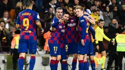 El festejo de los jugadores de Barcelona.