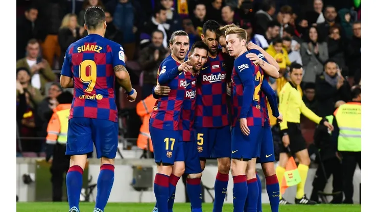 El festejo de los jugadores de Barcelona.
