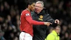 Antonio Valencia junto a Alex Ferguson.