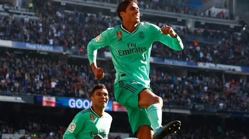 Foto de la celebración del primer tanto del Real Madrid.