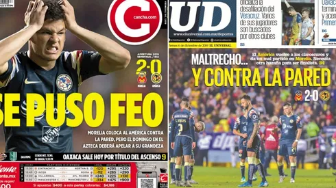 Portadas de los periódicos tras la derrota de América