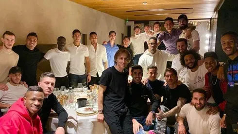 La plantilla del Real Madrid en su cena navideña.