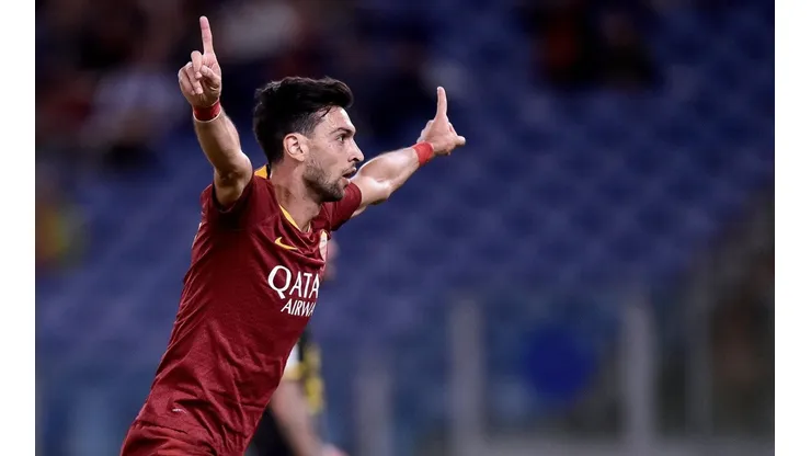 Javier Pastore festejando un gol en la Roma.