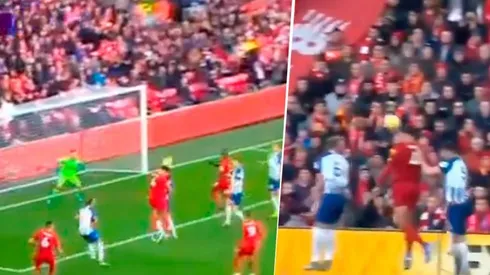 Van Dijk metió dos goles iguales y el Liverpool ya le gana al Brighton