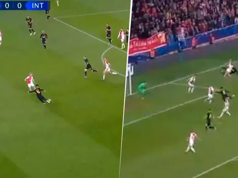 Lautaro la reventó en su campo y llegó al area del Slavia para poner el 1 a 0 del Inter