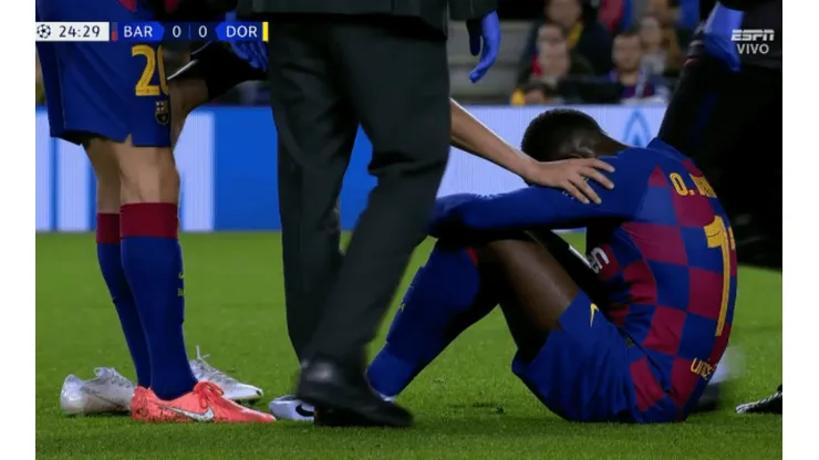 Dembélé se lesionó una vez más y se retiró llorando del Camp Nou