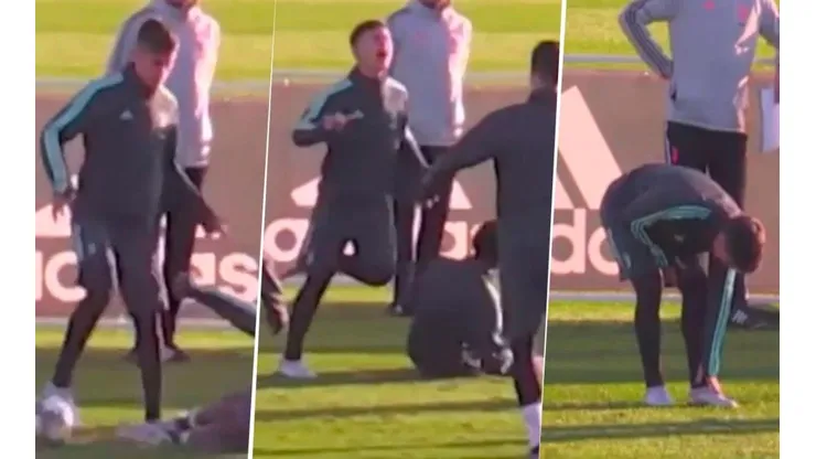 ¿Amigos? La terrible entrada de Cuadrado a Dybala en pleno entrenamiento de la 'Juve'