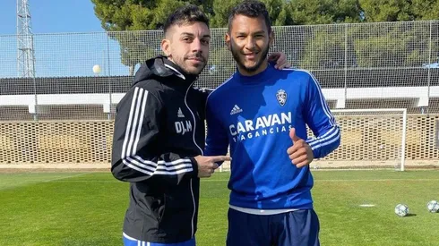 DjMariio con Luis Javier Suárez, delantero colombiano del Zaragoza.