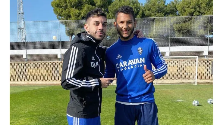DjMariio con Luis Javier Suárez, delantero colombiano del Zaragoza.