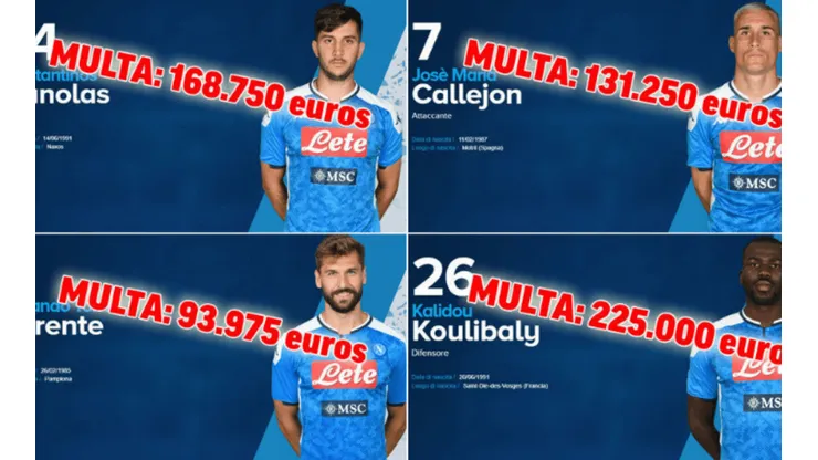 Se conocieron las millonarias multas a los jugadores del Napoli