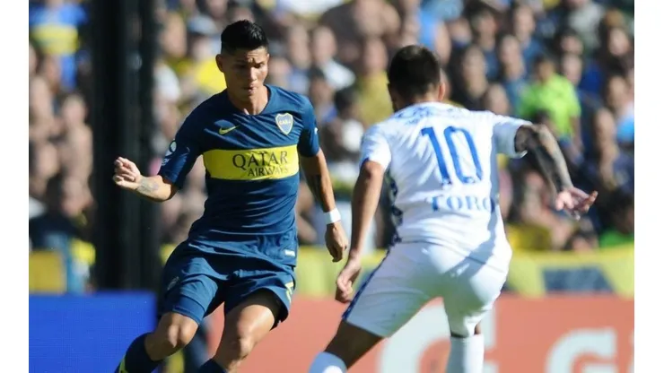 Jorman Campuzano durante un partido de Boca.