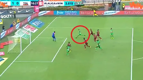 Así fue el gol de Juan Pablo Ramírez para el 1-0 parcial de Nacional sobre Tolima.