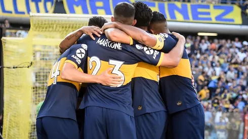 La celebración de los jugadores de Boca.