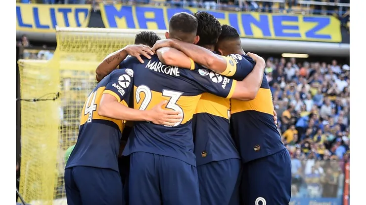 La celebración de los jugadores de Boca.