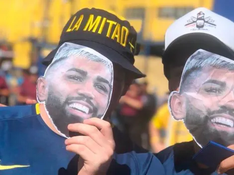 Siguen festejando: los hinchas de Boca llevaron caretas de Gabigol a la Bombonera