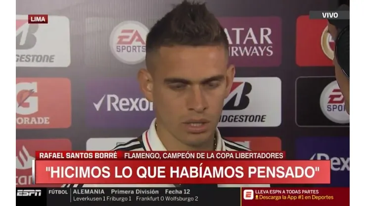 Rafael Santos Borré luego del encuentro.